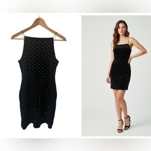 H&M Black Velour Mini Dress with Silver Studding (Junior's Sizing)